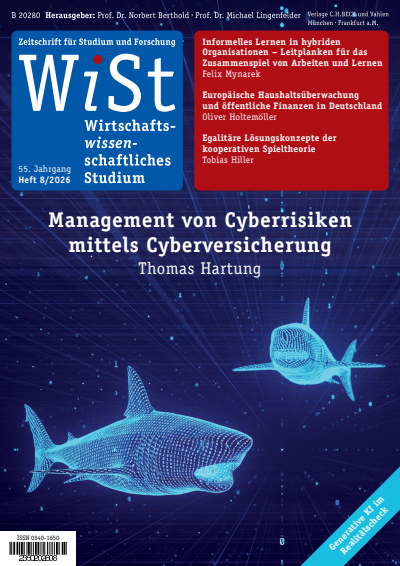 Cover der Ausgabe: WiSt - Wirtschaftswissenschaftliches Studium Jahrgang 55 (2026), Heft 8