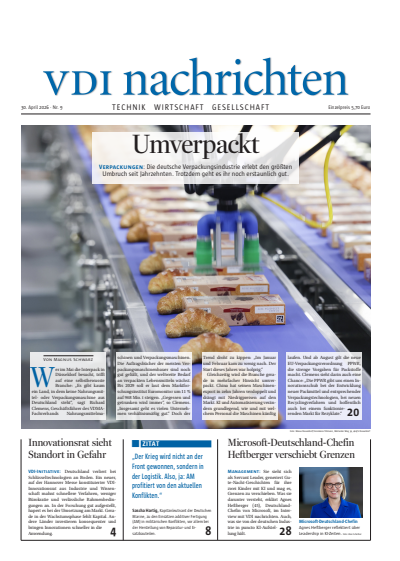 Cover der Ausgabe: VDI nachrichten Jahrgang 80 (2026), Heft 09