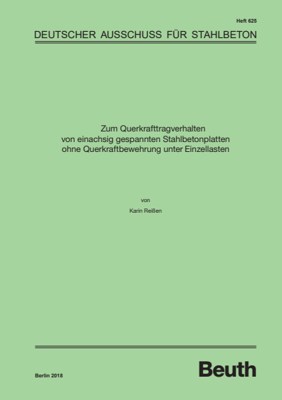 Cover des Buchs: Zum Querkrafttragverhalten von einachsig gespannten Stahlbetonplatten ohne Querkraftbewehrung unter Einzellasten